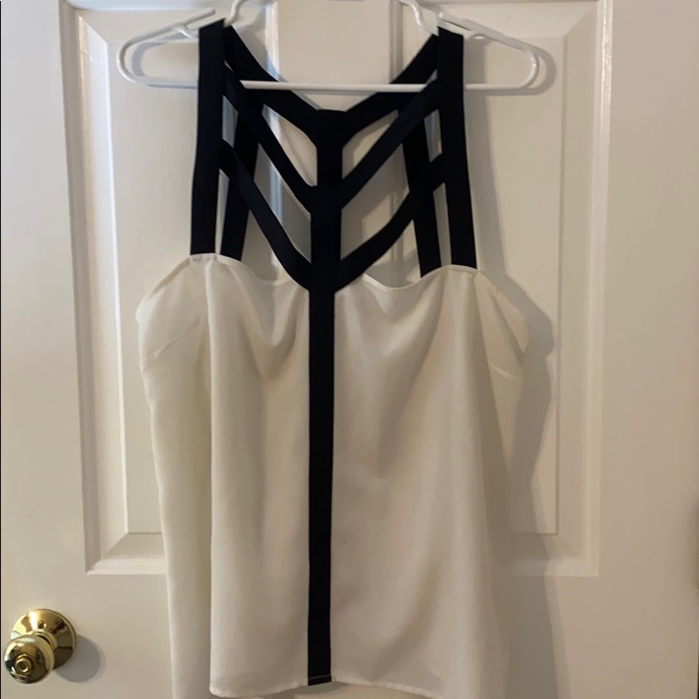 Bisou Bisou Michele Bohbot White and black blouse